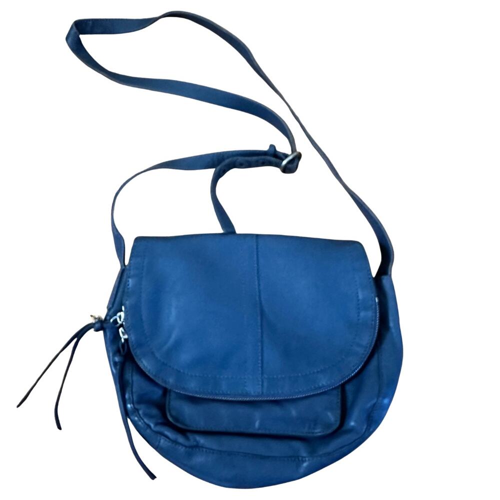 Lucky Brand Blue Leather Crossbody Flap Bag